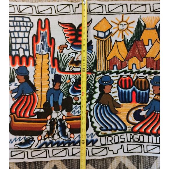 Uros Lago Titikaka Hand Stitched Wall Hanging. Indigenous People Of Bolivia Peru - Picture 12 of 16